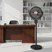 Ventilateur sur pied DC de haute qualité 15 pouces 2026, nouveau, 360 °   Ventilateur sur pied à oscillation verticale avec réglage de la hauteur et lumière LED