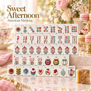 Ensemble de Mahjong Américain de Luxe 160 Pièces Dorées en Acrylique à 4 Couches, Motif Dessert Sucré Gravé, Idéal Cadeau pour Femme - Product Image 1