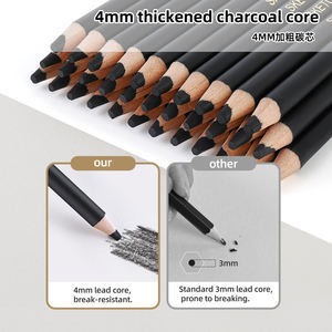 Macaron 12 pièces crayons de charbon de bois 4mm épaissi noyau de charbon de bois de peuplier croquis <span class=keywords><strong>crayon</strong></span> de dessin <span class=keywords><strong>pour</strong></span> le dessin - Product Image 2