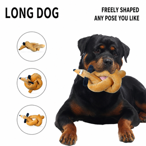 Giocattolo per cani a forma di salsiccia lunga in peluche, cigolante e sonoro, interattivo, resistente, per la pulizia dei denti, morbido, per la dentizione dei <span class=keywords><strong>cuccioli</strong></span> - Product Image 2