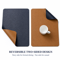 Ensemble de 6 sets de table DOLOPL, rectangulaires, réutilisables, en similicuir réversible bicolore, fabriqués en Chine