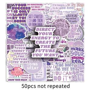 50 Uds. Frase motivacional púrpura frase inspiradora Rosa positivo diciendo pegatina para Decoración - Product Image 4