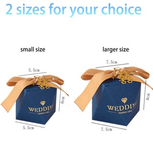 Boîte à bonbons élégante bleu marine pour mariage, cadeau de fête de mariage, boîte à bonbons, bonbonnière avec nœud en ruban de satin - Product Image 4
