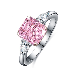 Anillo de Plata S925 con Diamante Rosa de Imitación de 2 Quilates, Corte Redondo, Estilo Dulce y Femenino, de la Fábrica de Joyería MUSHAN - Product Image 2