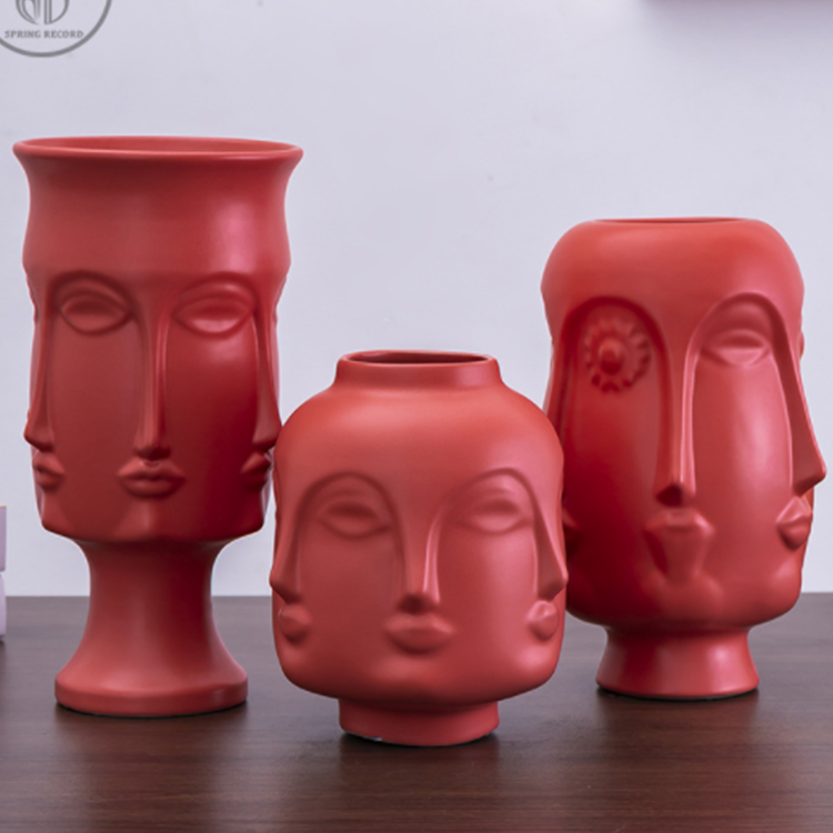 Light luxury personality home living room study decoration American portrait art decoration face ceramic vase