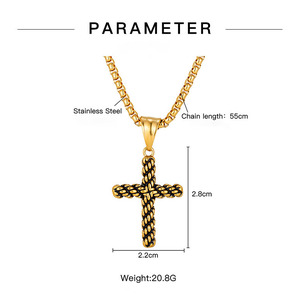 JOYFFO Collana con Ciondolo a Croce Intrecciata Cristiana, Impermeabile, Placcata in <span class=keywords><strong>Oro</strong></span>, in Acciaio Inossidabile per <span class=keywords><strong>Uomo</strong></span> - Product Image 3