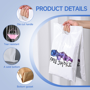 Sacchetti di Plastica LDPE Neri con Manici Fustellati 15*20cm, Borse per Shopping al Dettaglio per Piccole Imprese - Product Image 4