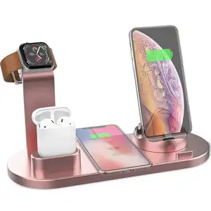 Base de carga inalámbrica 4 en 1, dispositivo múltiple, estación de carga rápida Qi, soporte de carga inalámbrica rápida Compatible con iphone 11