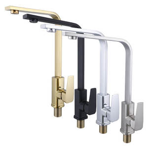 Grifos de Cocina Modernos Giratorios Cromados en Negro y Dorado T09, Grifo Monomando de Cerámica para Fregadero de Hotel - Product Image 1