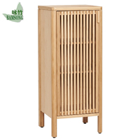 Meuble de rangement au sol en bambou écologique avec portes à lattes et étagères pour la maison, la salle de bain, la chambre à coucher, l'armoire - Vente directe usine
