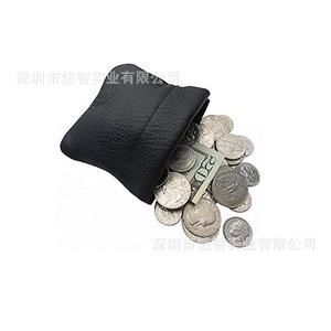 Customized coin purse with <b>spring</b> <b>clips</b>, magic pocket bag, genuine leather coin purse with <b>spring</b> <b>clips</b>, coin case. - Product Image 1