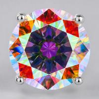 OUGEPHELI Parure de bijoux en argent sterling 925 avec moissanite, collier tennis effet feu arc-en-ciel VVS1 et boucles d'oreilles clous étincelantes pour femme