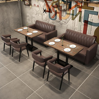 Table et chaise directes d'usine canapé de bar de style industriel rétro coin cabine en bois massif meubles de restaurant de café commercial