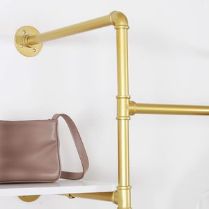 Cross-border industrial style metal <b>clothes</b> rack, indoor home wall-mounted wrought iron display rack, simple water pipe <b>storage</b> - Product Image 5