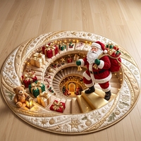 Tapis de sol optique 3D de Noël en velours cristal pour salon et chambre à coucher