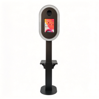 Photo Booth Oval Portabel untuk iPad dengan Ring Light, Stand Selfie Kompatibel Kamera DSLR untuk Acara Pesta Pernikahan