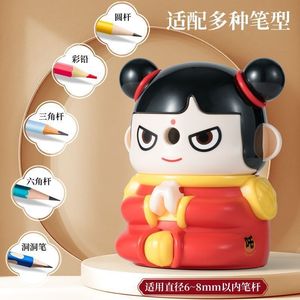 Sacapuntas Dingbang Nezha de 6-8 mm con manivela manual para niños, diseño de dibujos animados - Product Image 1