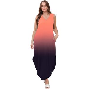 Vestido Maxi de Verano FOXA con Cuello en V, Corte Holgado, con Bolsillos, Vestido de Playa para Vacaciones, Tejido Transpirable - Product Image 5