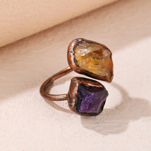 Bagues de luxe faites à la main en pierre naturelle et cristal irrégulier, style rétro, bijoux de mode pour mariage, fiançailles, fêtes et cadeaux - Product Image 1