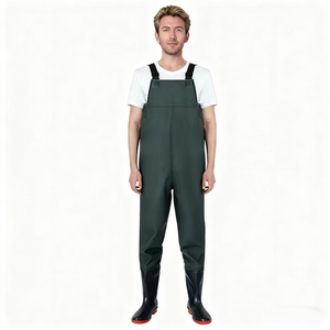 Salopette imperméable en PVC kaki en gros, pantalon de pêcheur imperméable pour les opérations de pêche - Product Image 4