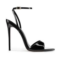 Sandales d'été d'occasion pour femme, 2026 Sandalo Vernice Gialla, à brides cheville, talon aiguille 12 cm, chaussures pas chères en stock