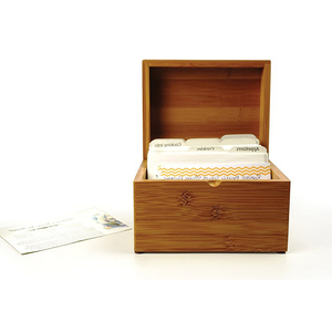 Caja de lata organizadora de tarjetas de recetas rústicas impresas personalizadas de bambú personalizado - Product Image 4
