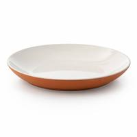 Assiette à dîner en mélamine mouchetée à bord doré, base crème orange, empilable, passe au lave-vaisselle, pour hôtels, restaurants et traiteurs