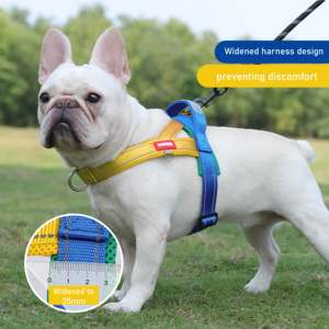 Yeni varış no-choke eyer tarzı göğüs kemeri köpekler için üç renkli köpek tasma ve yastıklı koşum ayarlanabilir köpek göğüs kemeri - Product Image 5