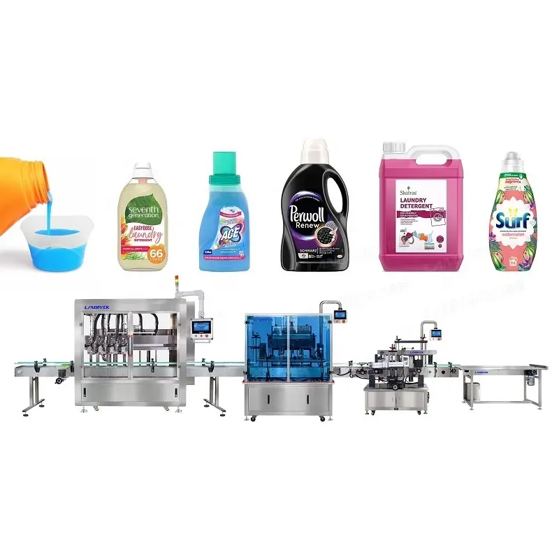 4 Head For 5L Detergent Liquid Tracking Bottling Filling Capping Labeling Line Machine
