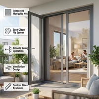 Puerta Abatible de Doble Acristalamiento Aislante de 5+12A+5 mm con Reducción de Ruido y Ahorro de Energía, para Uso Exterior en Dormitorios, con Marco de Aleación de Aluminio