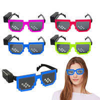 Lunettes LED en gros, lunettes de soleil mosaïques lumineuses, lunettes qui brillent dans le noir pour Halloween, Noël, événements nocturnes, accessoires de rave