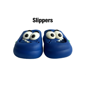 Pantofole da cartone animato per bambini, blu, antiscivolo, punta tonda, suola in EVA, per tutte le stagioni, da indossare a casa, taglia 18-35 - Product Image 1