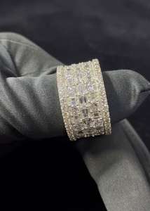 Stylish Urban Iced Out Gents <b>Ring</b> in 925 Sterling <b>Silver</b> with Handset Emerald Cut Diamond Look Stones for <b>Men</b> Hip Hop Party Wear - Product Image 3