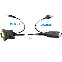 Portable 1.8M HDMI vers VGA Câble OEM Pas Cher Convertisseur Vidéo Adaptateur PS4 Entrée HDMI vers Sortie VGA Câble Adaptateur pour Projecteur TV