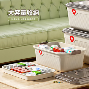 Large Capacity Medicine Box Multi Layer Portable Storage Case With Divider <b>For</b> Home Desktop Use PP Material - Product Image 3