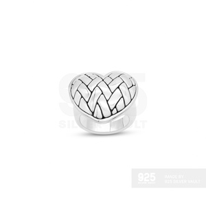 <b>Marvellous</b> Class 925 Silver Woven Heart Basket Weave Pattern Latest Thai Ring Design - Product Image 2