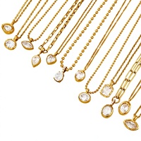 Collier pendentif Jeding en acier inoxydable plaqué or 18 carats avec zircon unique, accessoire de luxe léger et de niche pour femme, inaltérable, style européen