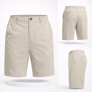 Bermuda athlétique personnalisé pour hommes 95% polyester 5% élasthanne taille moyenne style décontracté toile solide coupe ajustée short extensible doux - Product Image 1