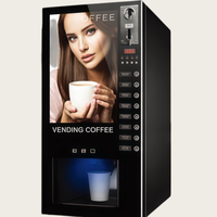 Distributeur automatique de boissons chaudes instantanées, avec bouton tactile, paiement par pièces et distributeur de gobelets automatique