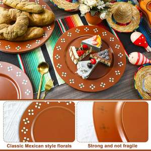 24 pièces/ensemble Assiettes mexicaines en plastique de 13 pouces, design traditionnel, assiettes mexicaines pour mariage mexicain, fête de naissance, fournitures pour fêtes - Product Image 4