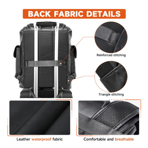 <span class=keywords><strong>Sac</strong></span> <span class=keywords><strong>à</strong></span> <span class=keywords><strong>dos</strong></span> en cuir imperméable adapté aux ordinateurs portables de 15,6 pouces, design vintage avec cordon de serrage - Product Image 2