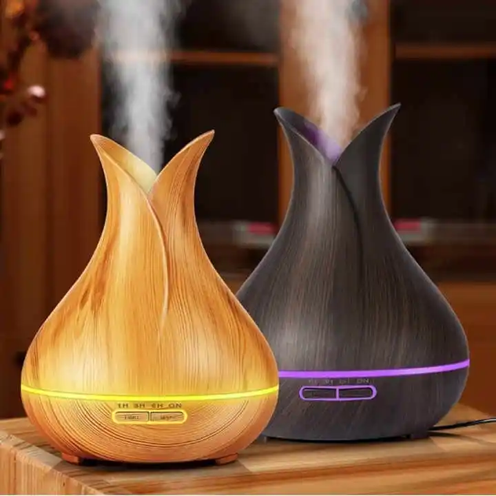 Vaso Forma Umidificador Ar Grão Madeira Ultrasonic elétrica Aroma Difusores