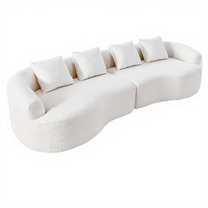 Divano in Tessuto Chenille Bianco da 110 Pollici per Quattro Persone con Spugna Rigida 30D <span class=keywords><strong>e</strong></span> 4 Cuscini per Arredamento Soggiorno - Product Image 3