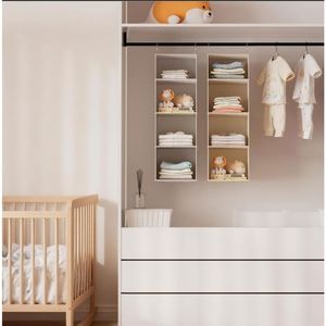 Hanging Closet Organizer, 4-<b>Shelf</b> Closet Hanging <b>Storage</b> <b>Shelves</b>, Non-woven Fabric with Sturdy Metal Hooks for Clothes Organizer - Product Image 3
