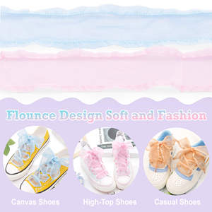 Lacets personnalisés en organza plissé de 4 cm de large, lacets en nylon translucides en satin pour baskets femme, ruban décoratif DIY, vente en gros - Product Image 4