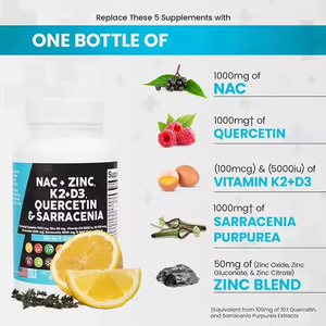 Suplementos vitamínicos de alto rendimiento NAC + ZinC Cápsula Precio al por mayor Mejora la inmunidad diaria - Product Image 5