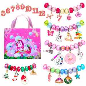 Premium DIY Girls Colorful <b>Beads</b> Charms Stainless Steel Chain Jewelry Making Set Handbag Accessory Kit Beaded Bracelet Maker - Product Image 1