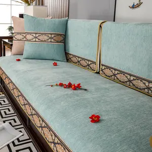 Оптовая продажа на заказ 2023 новый классический однотонный нескользящий всесезонный универсальный чехол для дивана из синели в китайском стиле