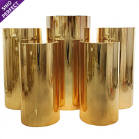 Piliers de décoration promotionnels Sinoperfect, support de mariage en métal doré, support à gâteau doré, table pour banquets, événements, fêtes