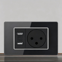 Interrupteur mural tactile moderne 2 gangs noir PC IP20 10A 230V compatible Wi-Fi application Smart Life port USB-C 1 voie 86x86mm